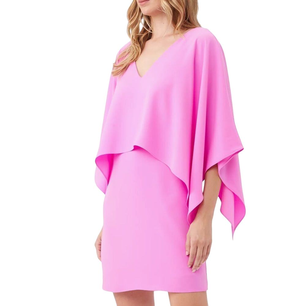 Trina Turk $298 Azzurra Layered Cape Minidress in Piazza Pink Size XS